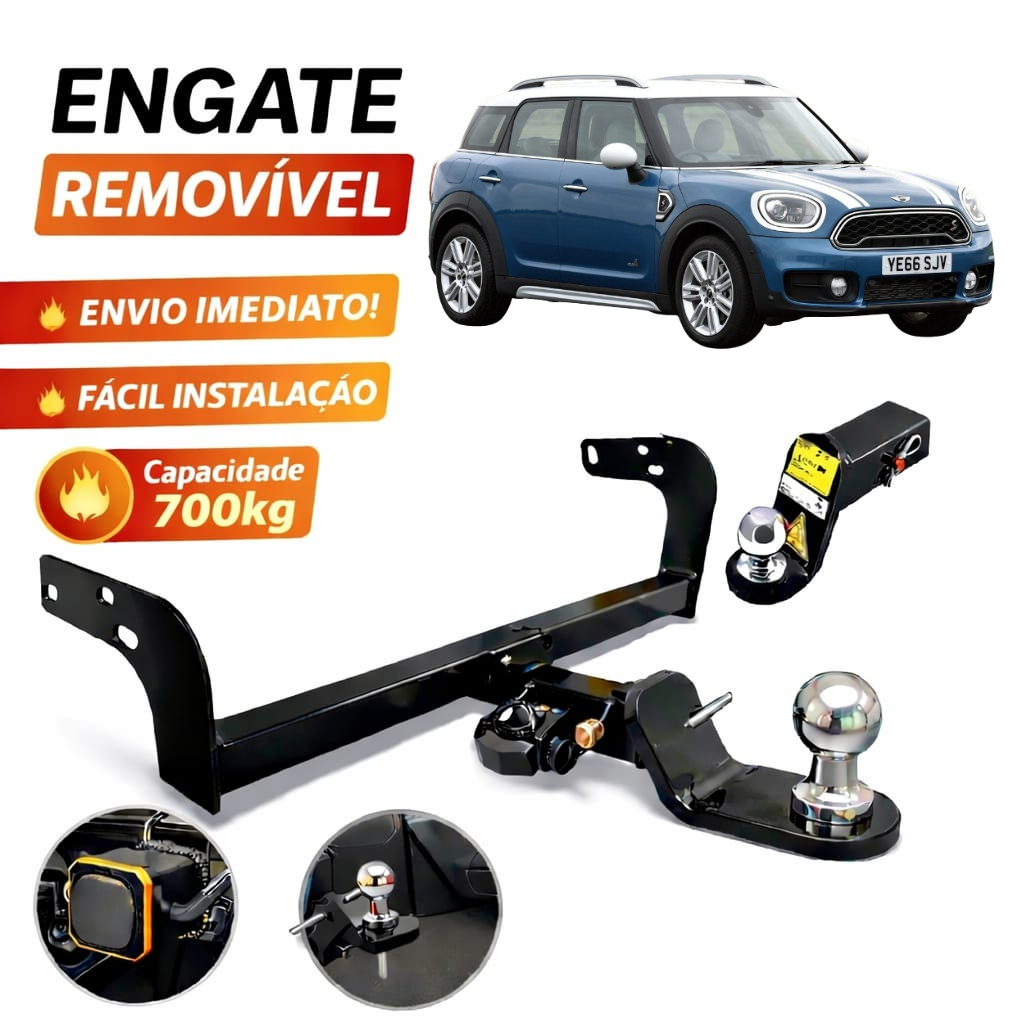 Engate Reboque Removível Mini cooper Countryman (Exceto escape duplo) 2017 Á 2022 700KG Não Fura Completo