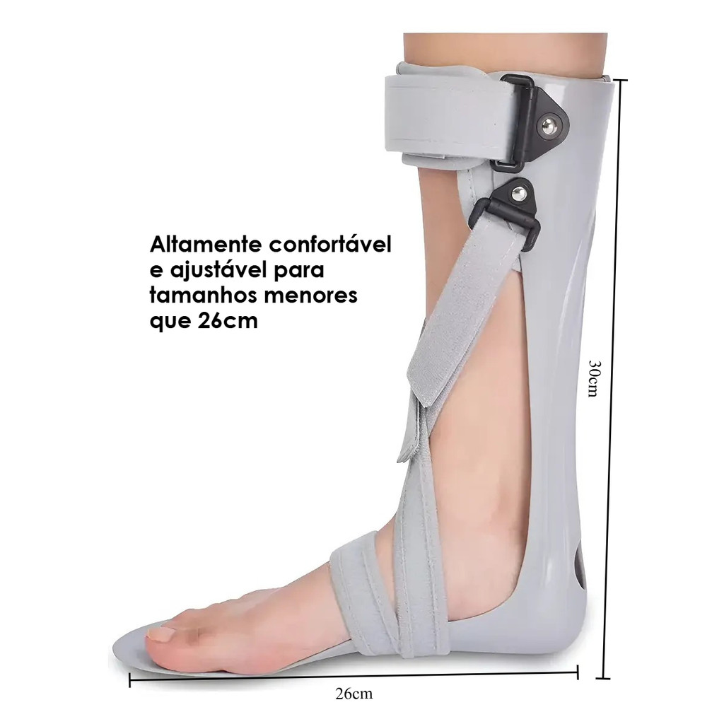 Órtese De Tala Ortopédica Afo Foot Drop Brace Para Pé Esquerdo Tamanho M 26cm Ajustáveis