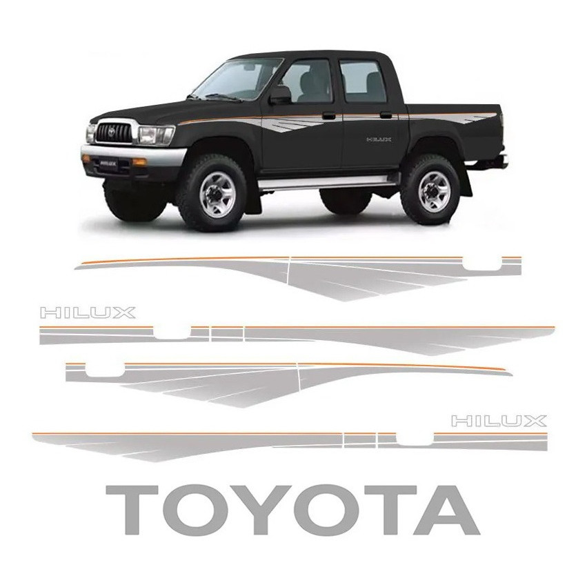 Faixa Hilux 1992/2004 + Adesivo Tampa Traseira Toyota Prata