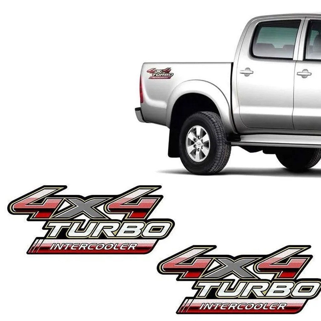 Par De Adesivos 4x4 Turbo Intercooler Hilux 2009 10 11 12