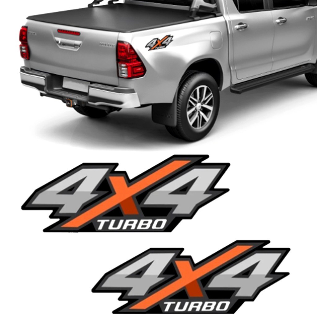 Par De Adesivo 4x4 Turbo Nova Hilux 2016 2017 2018 2019 Imperdível