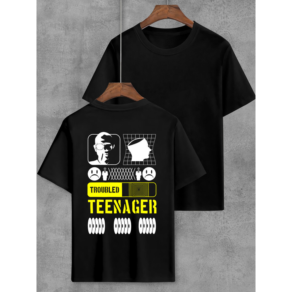 Camisa Camiseta Blusa Troubled Teenager Estilo Street Estampa Nas Costas Tecido 100% Algodão