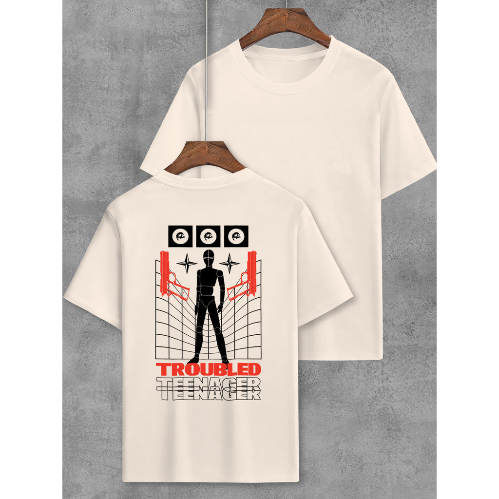 Camisa Camiseta Oversized Troubled Teenager Estampa Nas Costas 100% Algodão