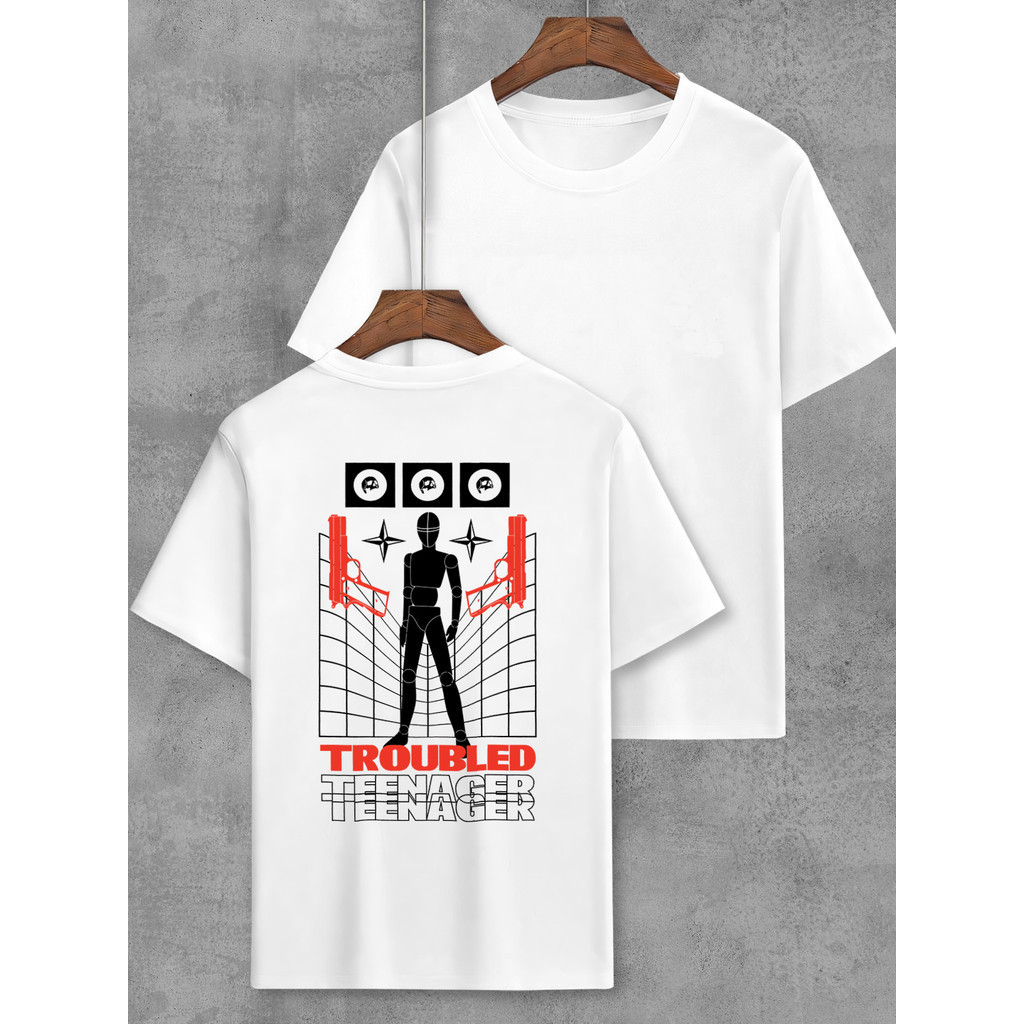 Camiseta Camisa Blusa Estilo Oversized Troubled Teenager Estampada Nas Costas Algodão Unissex