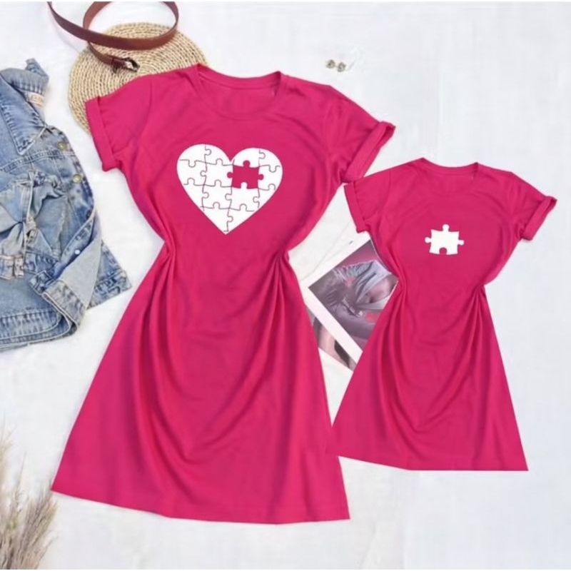 Kit Mãe e filha coracao pink