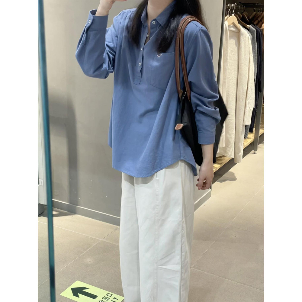 2026 novo estilo francês High-End camisa azul blusa de venda quente pequena camisa preguiçosa solta Casual camisa de man