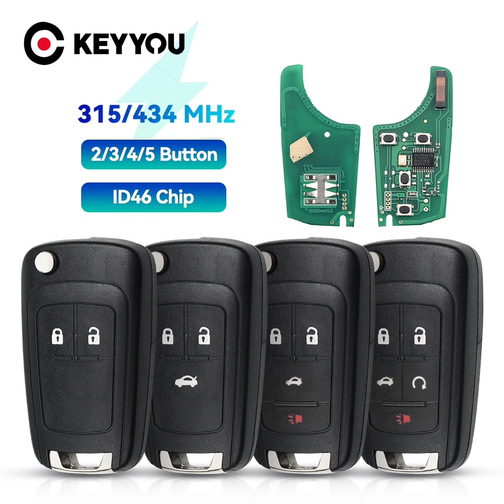 433MHz 315MHz ID46 chip car remote key compatible with for Chevrolet Cruze Aveo Malibu Spark Sail 2/3/4 buttons