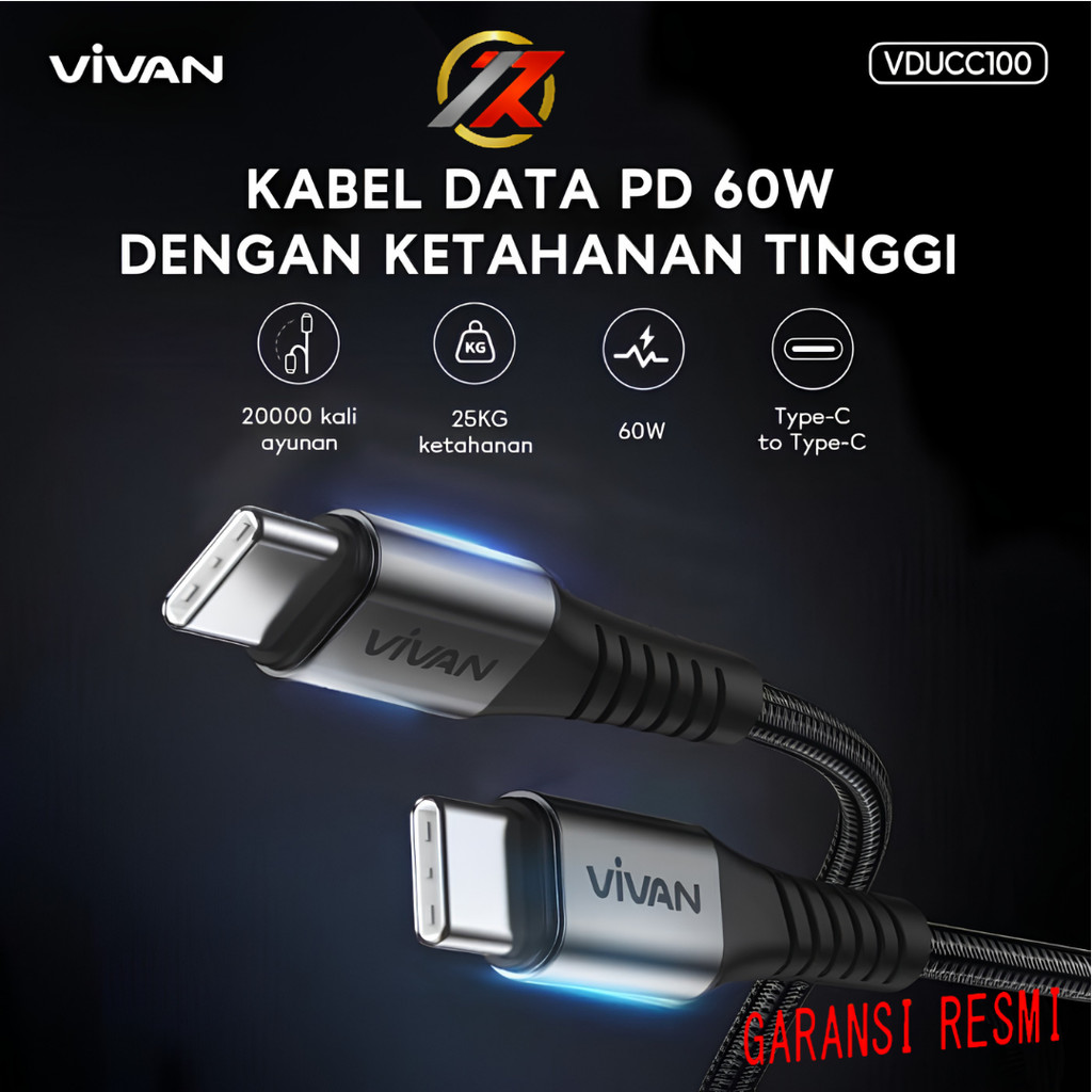 VIVAN VDU100W Cabo De Dados Preto + Cinza C Para 100w PD3 20V/5A 1M Carregamento Rápido