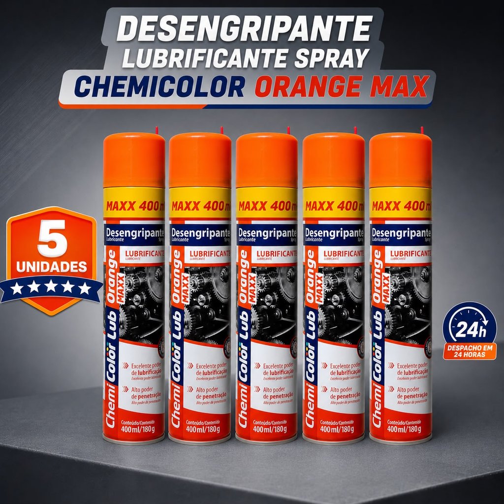 5 / 3 / 2 / 1 Unidades Óleo Desengripante Lubrificante Chemi Color Spray Orange 400ml 250g Anticorrosivo Baunilha
