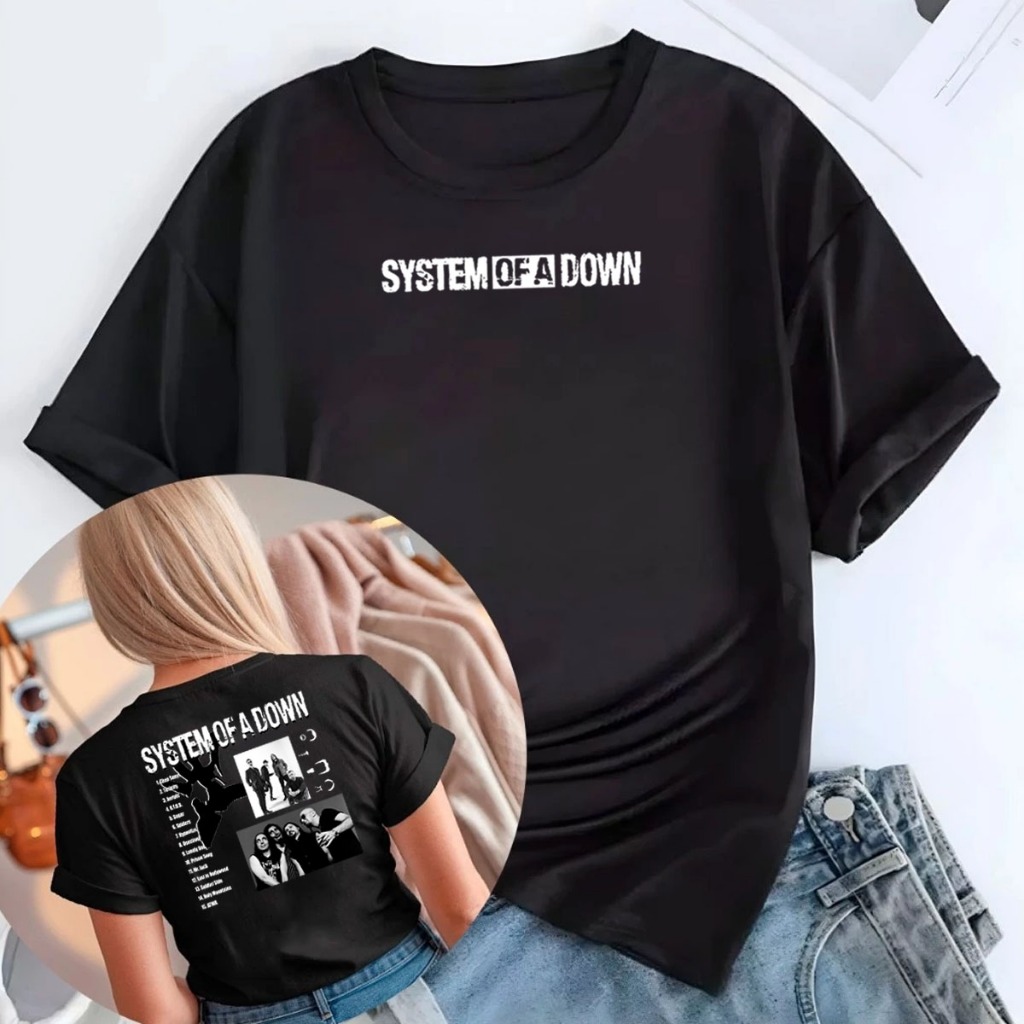 Camisa Camiseta T-Shirt Algodão Confortavel Feminina Casual System Of A Down Banda Rock Metal Fã Exclusivo