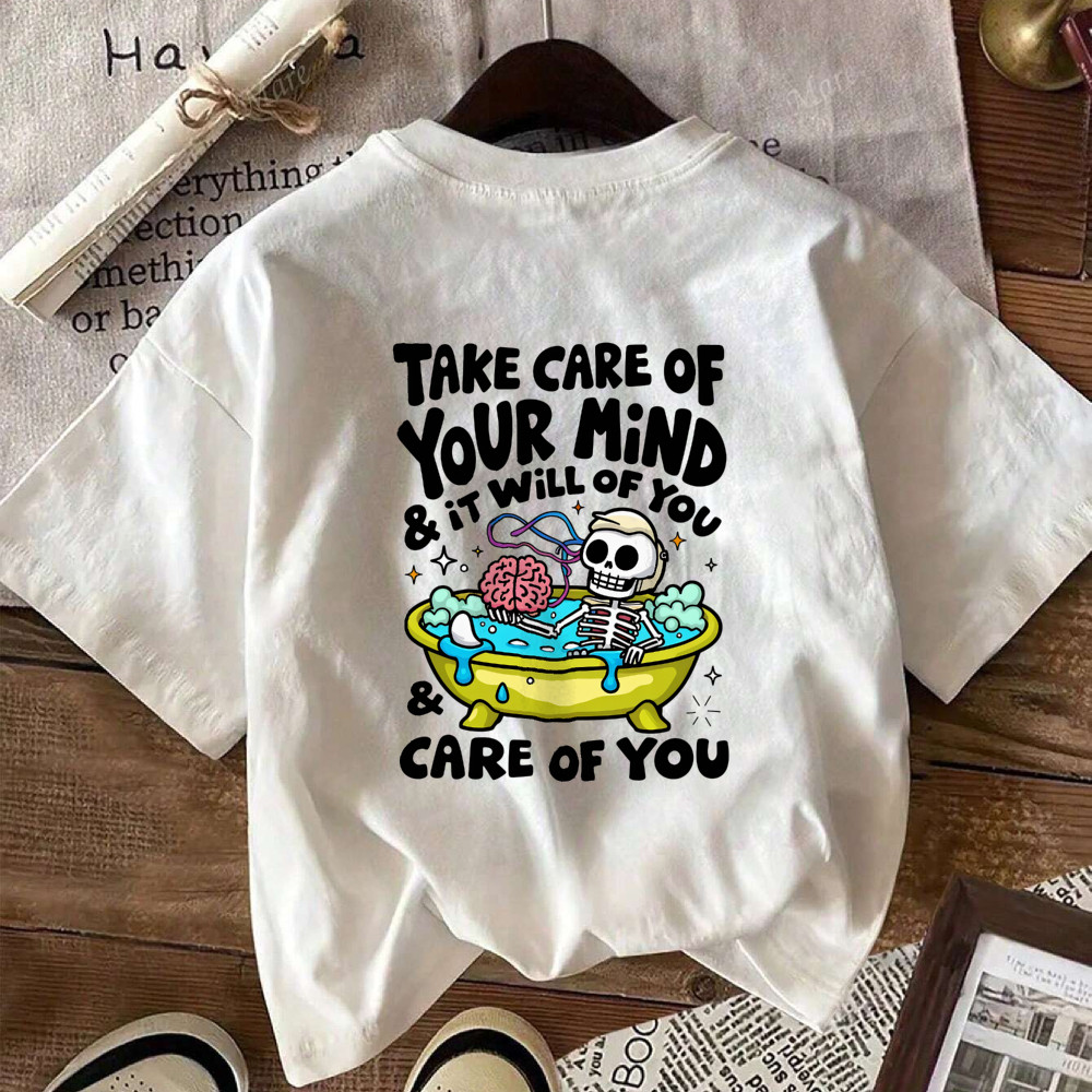 Camiseta Masculina Take Care of Your Mind & It Will of You Streetwear 2025 Novo