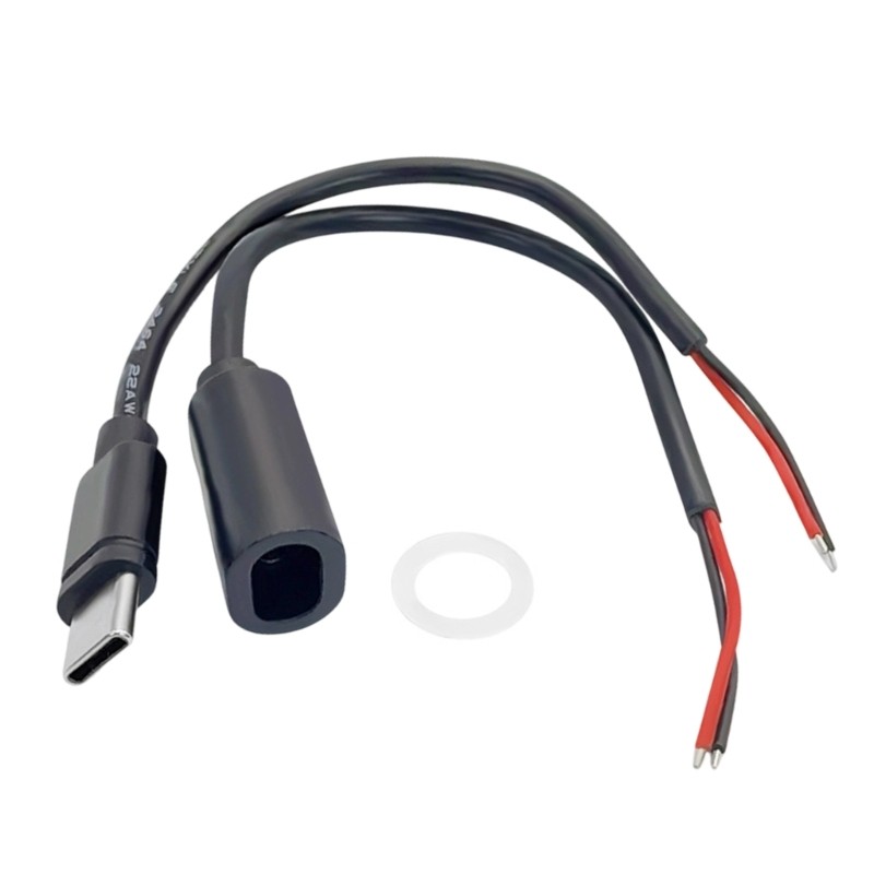 USB C to Wire Power Pigtail Cable Set with Solder-Ready Ends
