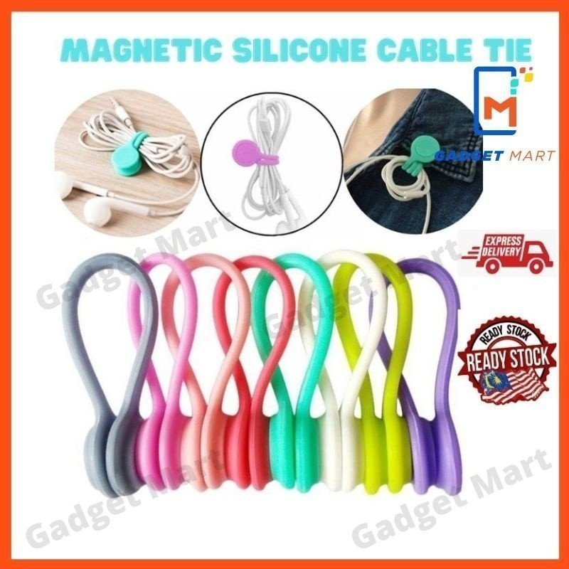 Alças de cabo magnético de silicone Pengikat Kabel Telefone Jenis ímã de silicone fone de ouvido fio enrolador de cabo d