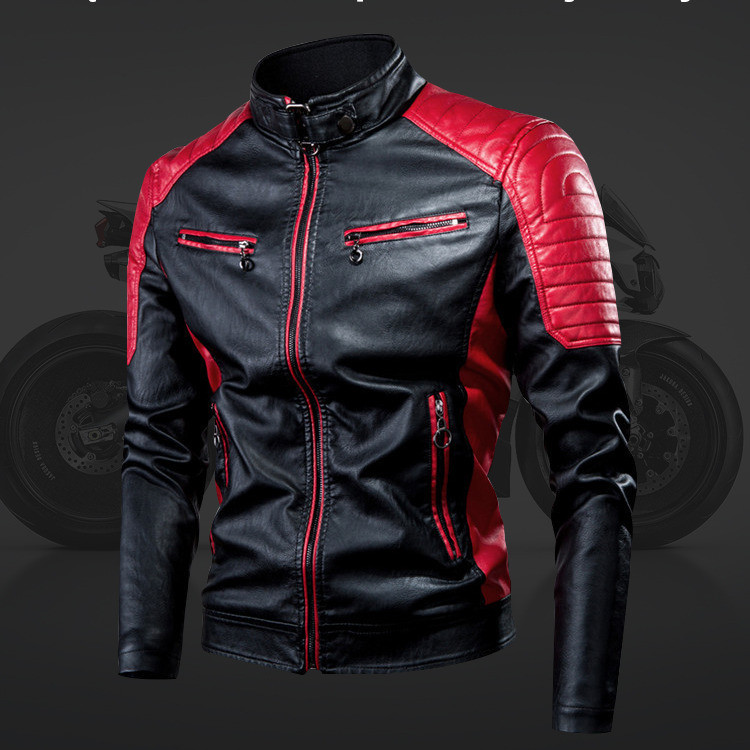 [Fashionable Look] Men's Leather Jacket Spring/Autumn Motorcycle Style Vintage Lambskin Coat