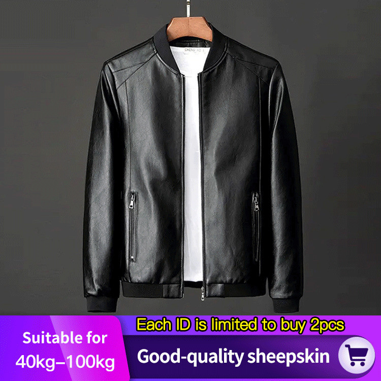【Impermeável e Durável】New Men's Daily Leisure Motorcycle PU Leather Jacket Waterproof Bomber Jacket Jaqueta Masculina/C
