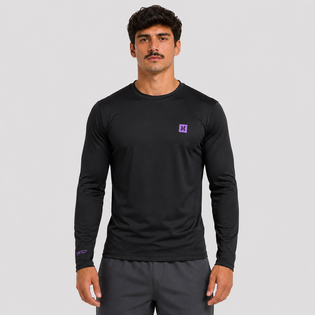 Camiseta Hurley Surf Tee Manga Longa Mini Icon ll UPF50+ Preta