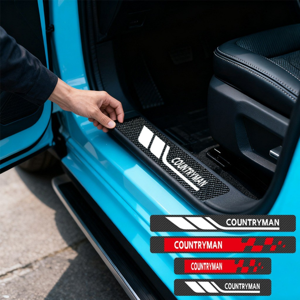 Kit 4 Peças Fibra De Carbono Adesivo De Soleira De Porta Acessórios Automotivos For Mini Countryman All4 SE
