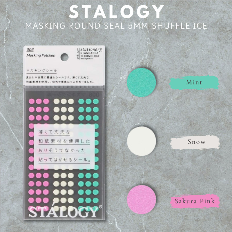 NITOMS STALOGY Ｍasking Round Seal 5mm Shuffle Ice S2224 Sticky Notes