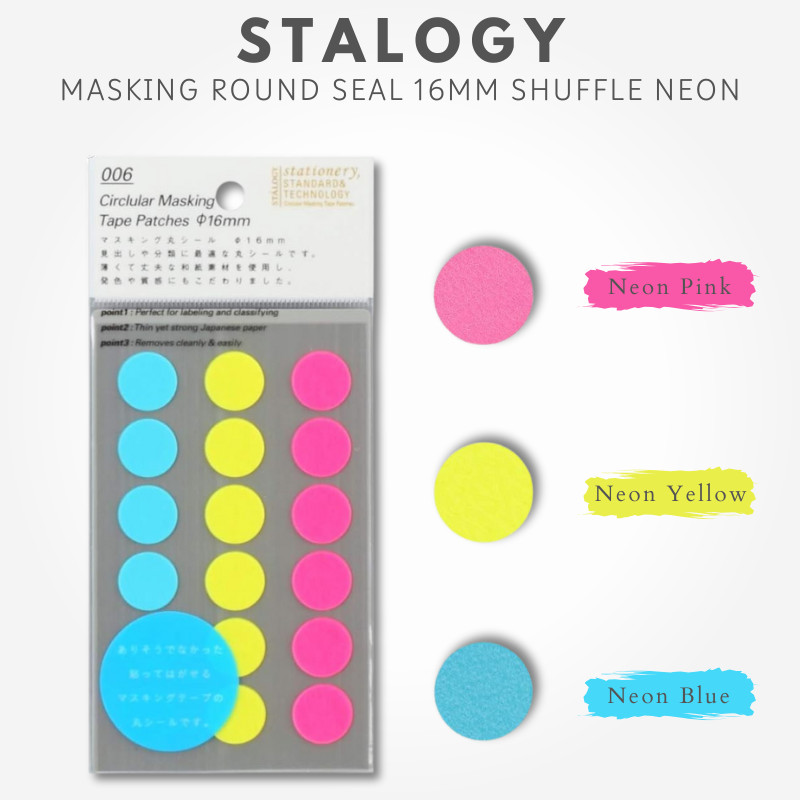 NITOMS STALOGY Masking Round Seal 16mm Shuffle Neon S2236
