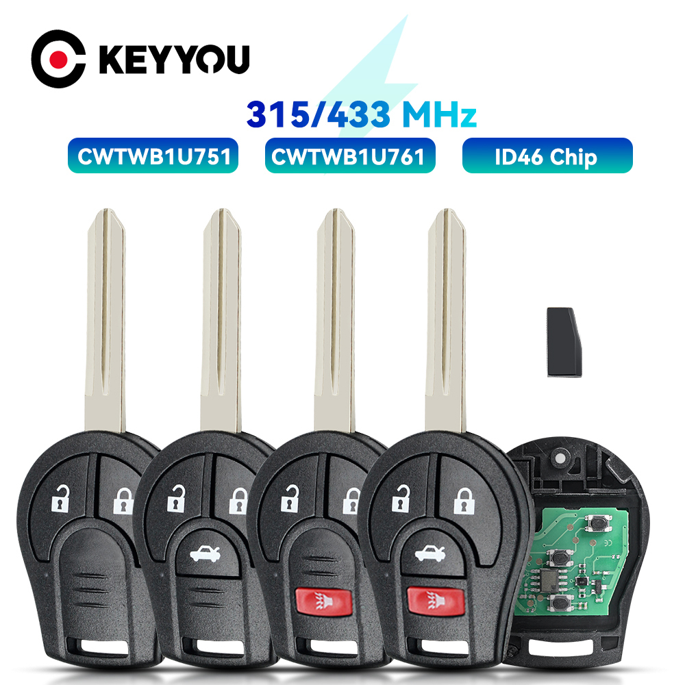 315/433Mhz Remoto Da Chave Do Carro Para Nissan Rogue Sylphy Juke Micra Qashqai Altima Maxima Sentra Versa Com Chip ID46