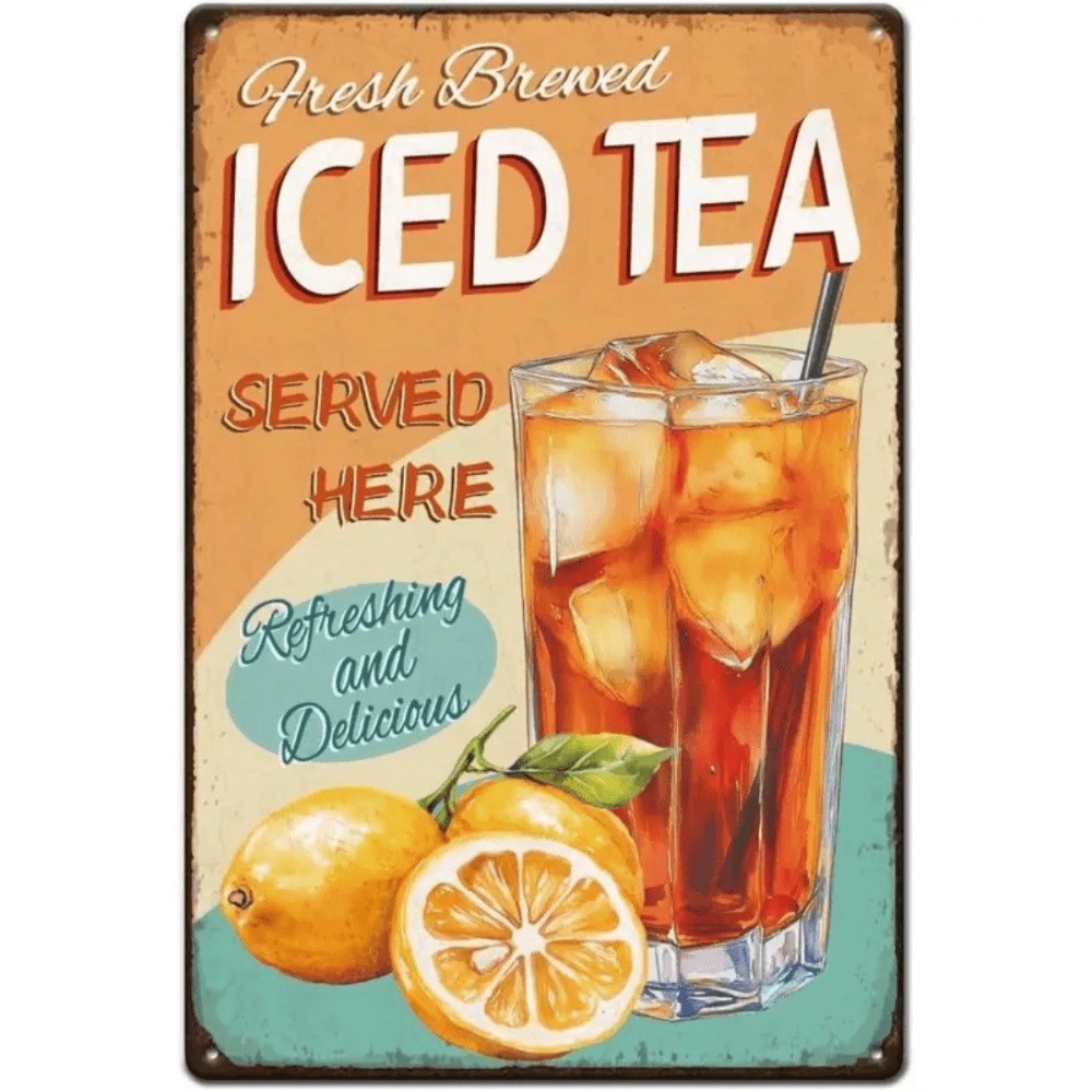 CIFbuy Retro Iced Tea Sign Vintage Limão Chá Decoração De Arte De Parede