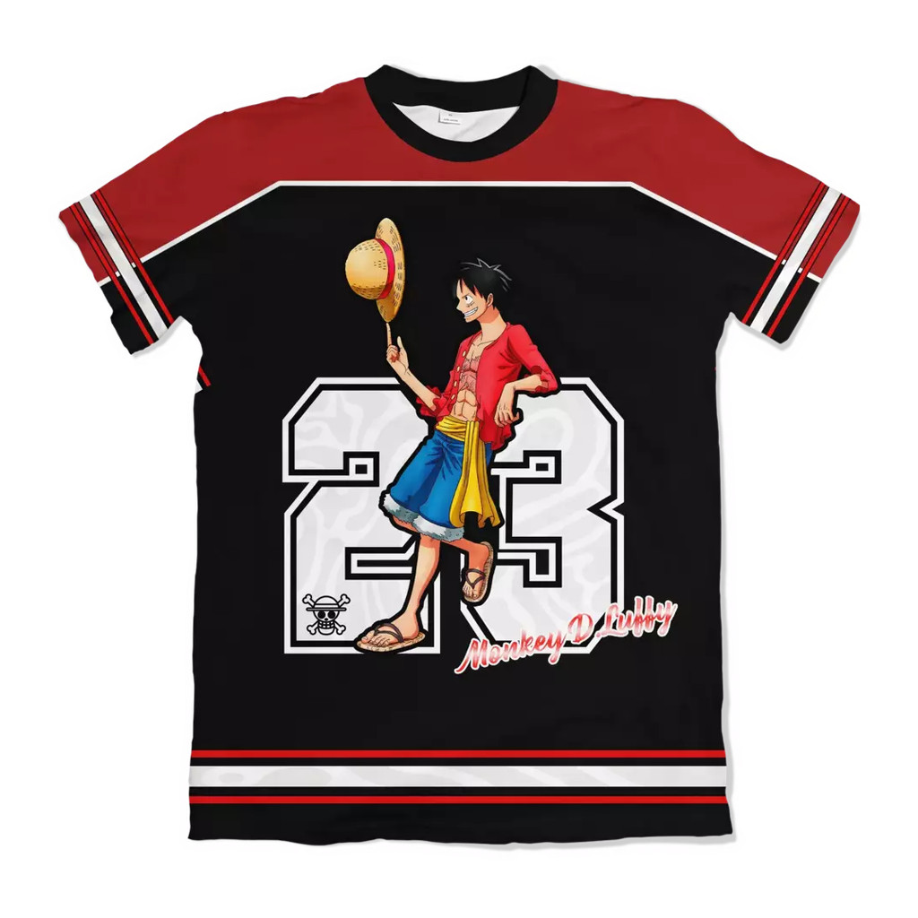 Camiseta One Piece Uniforme Luffy RetroMesh Cosplay Anime Dry Fit Masculina Feminina Infantil Plus Size Unissex