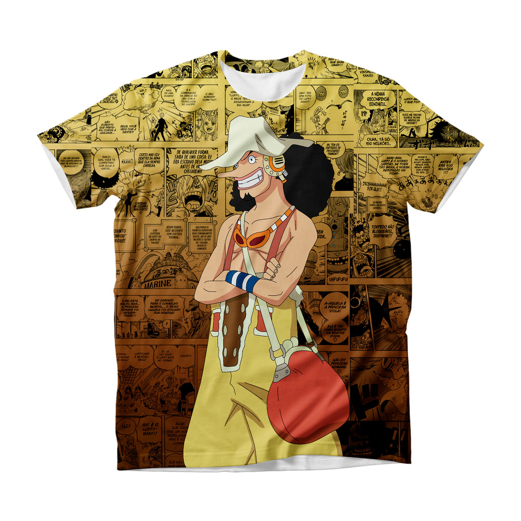 Camiseta One Piece Usopp Anime Dry Fit Masculina Feminina Infantil Plus Size Unissex