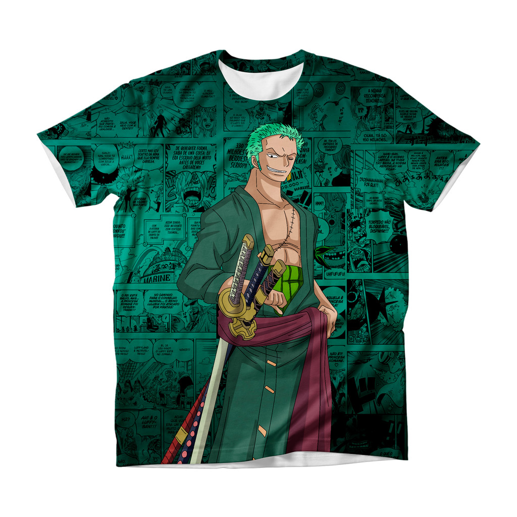 Camiseta One Piece Zoro Anime Dry Fit Masculina Feminina Infantil Plus Size Unissex