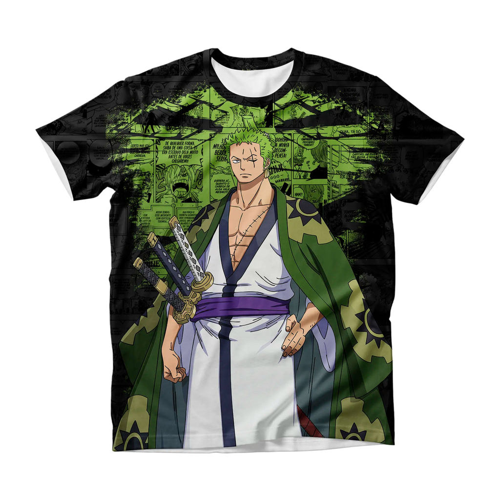 Camiseta One Piece Zoro 2 Anime Dry Fit Masculina Feminina Infantil Plus Size Unissex