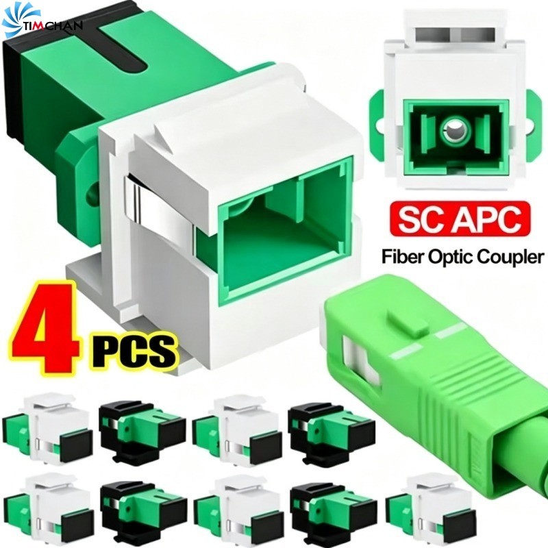 [Brilhante] Plugue De Acoplador De Fibra SC/APC 4-1Pc-Com Inserção De Gancho-Adaptador De Conector-Módulo De Entrada Key