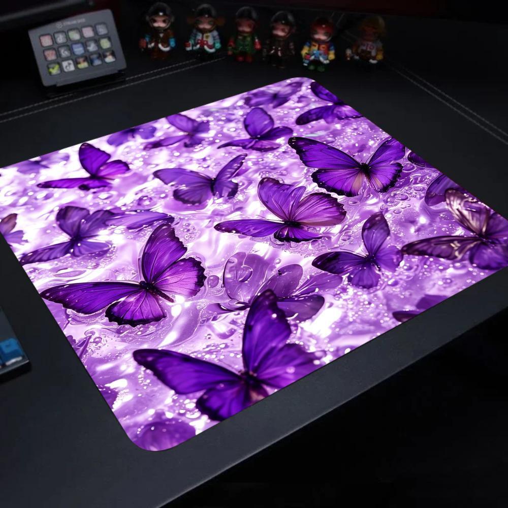 Borboleta Roxa Mouse Pad HYBXAXC XS Quadrado Computador Escritório Jogo Tapetes De Mesa De Borracha Antiderrapante Mouse