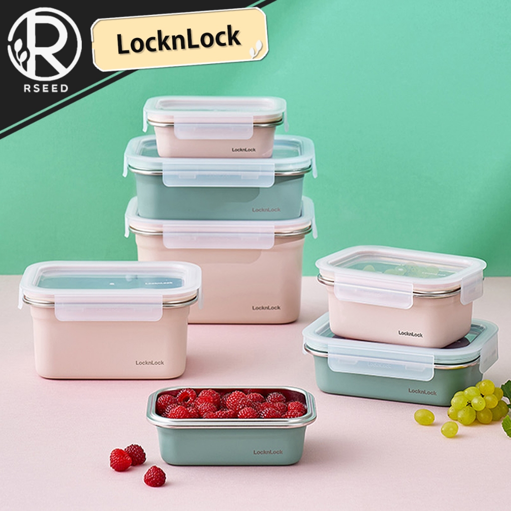 【LocknLock・Coreia】Potes de Aço Inox para Alimentos Cozy – Estilo Fresh em Misty Rose & Sage Green (6 Tamanhos Disponívei