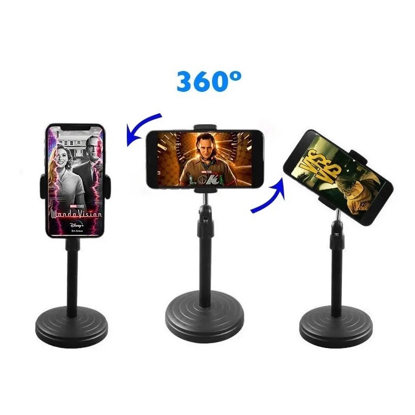 Kit com 10 Suporte Tripé Celular Smartphone Mesa Portátil Selfie 360º (Atacado)