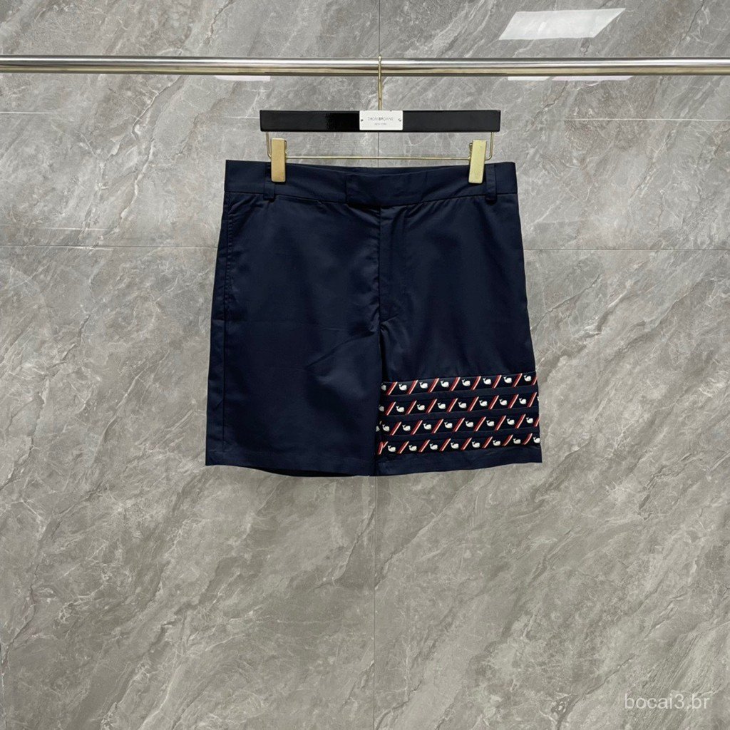 YYLE Summer new men's fashion casual four-stripe whale patchwork shorts and trousers for business casual