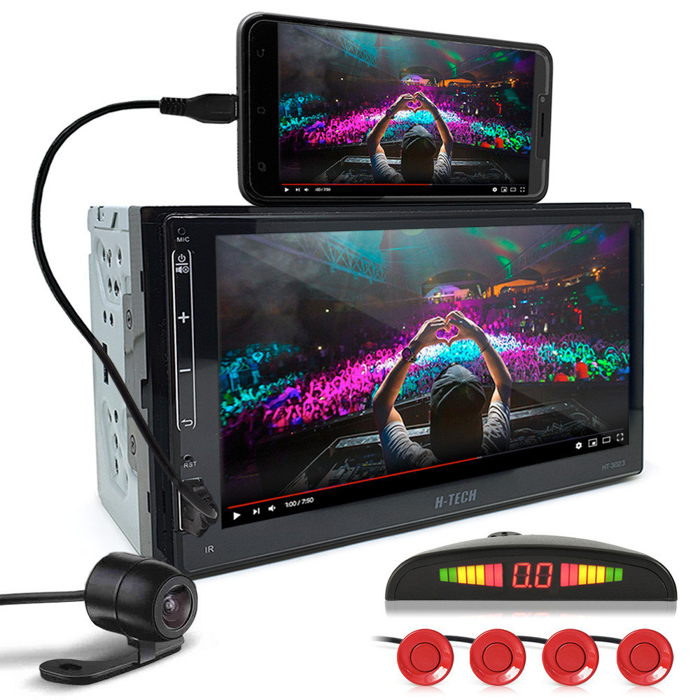Kit Multimídia + Câmera Ré + Sensor Ré Vermelho Audi A4 2009 2010 2011 2012 2013 Padrão Japonês Android Auto Carplay