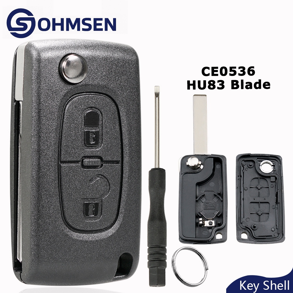 Capa Carcaça Chave Canivete CE0536 Peugeot 207 307 2 Botões Lâmina HU83 OHMSEN