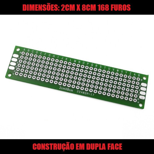 Placa Pcb Universal Dupla-face Pré-furada 2cm X 8cm