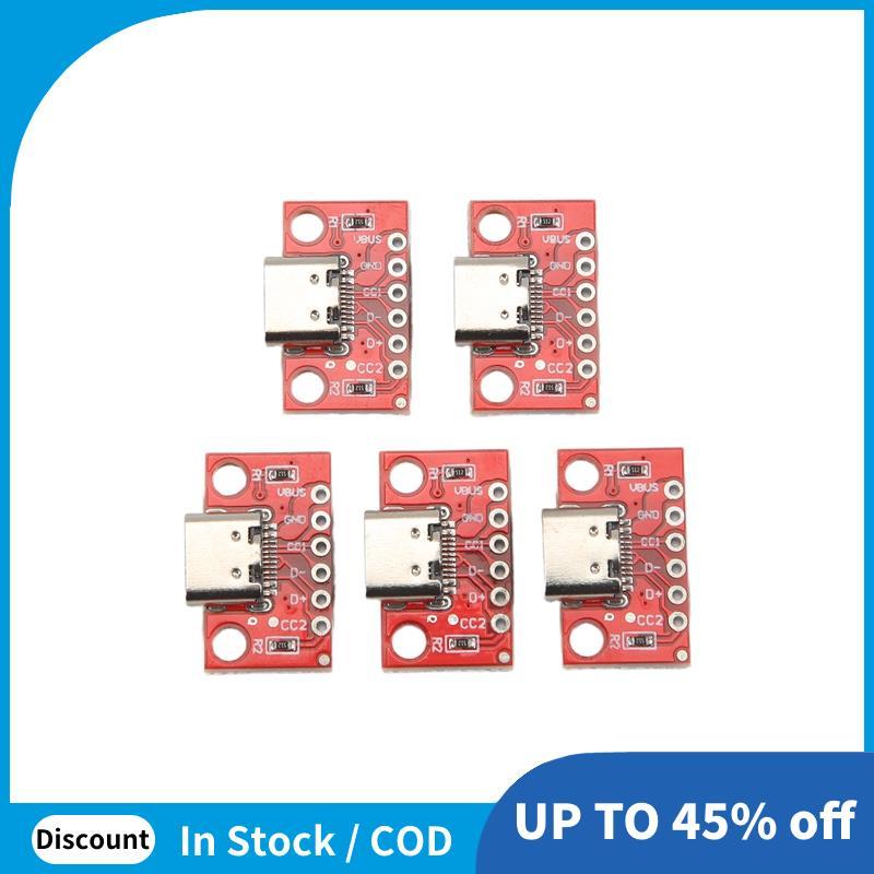 5 Pçs/Lote USB Tipo-C Breakout Board Serial Básico Conector Fêmea Placa Conversora PCB