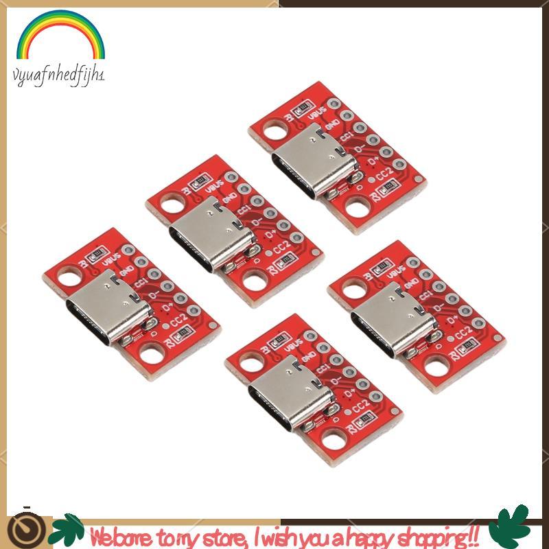 5 Pçs/Lote USB Tipo-C Breakout Board Serial Básico Conector Fêmea Placa Conversora PCB