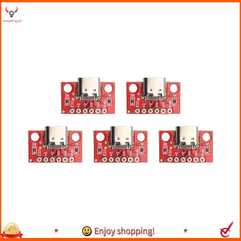 [edwiin77] 5 Pçs/Lote USB Tipo-C Breakout Board Serial Básico Conector Fêmea Placa Conversora PCB
