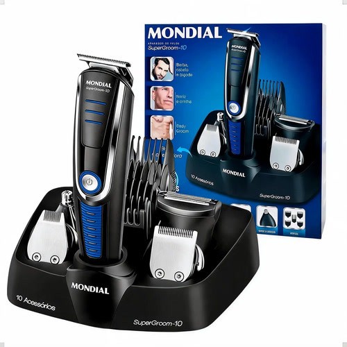 Aparador de Pelos Mondial Super Groom 10 em 1 BG-03 Bivolt Barba Cabelo Corpo Nariz Orelha