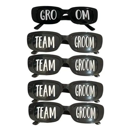 Kit Oculos Groom 9 Team Groom Noivo Time Noivo Casamento Cor Preto Desenho Retrô