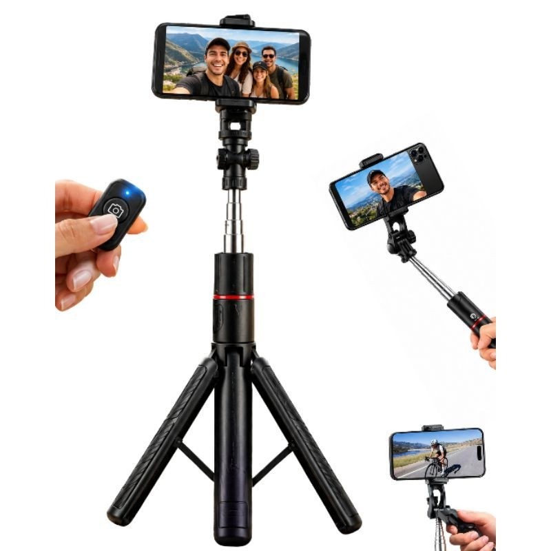 Bastão Tripé Pau de Selfie Estabilizador 3 em 1 Controle Sem fio Bluetooth Foto Vídeo Profissional Smartphone Iphone