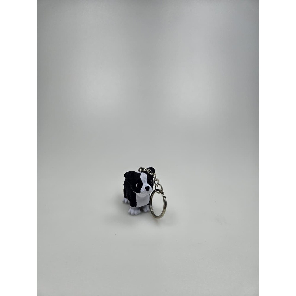 CHAVEIRO DE CACHORRINHO PRETO COM BRANCO IMPRESSO EM 3D