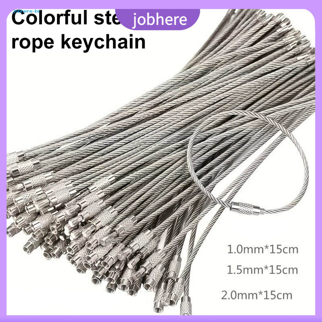 Stainless Steel Keychain for and Accessories 10pcs Wire Keychains 1/1.5/2mm Strong Cable Loop Connectors for Luggage Tag