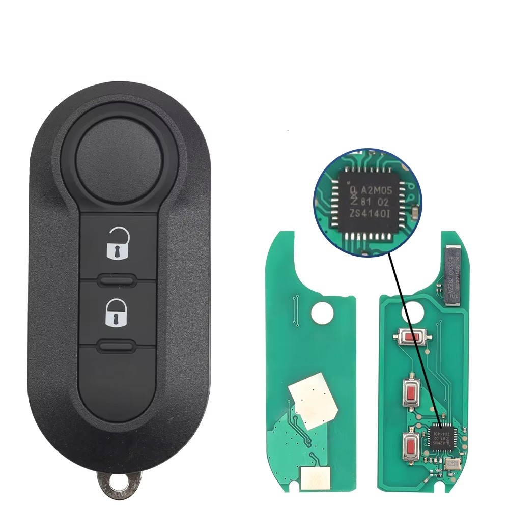 Chave Canivete Completa 433MHz Chip 4A Fiat Fiorino 2 Botões