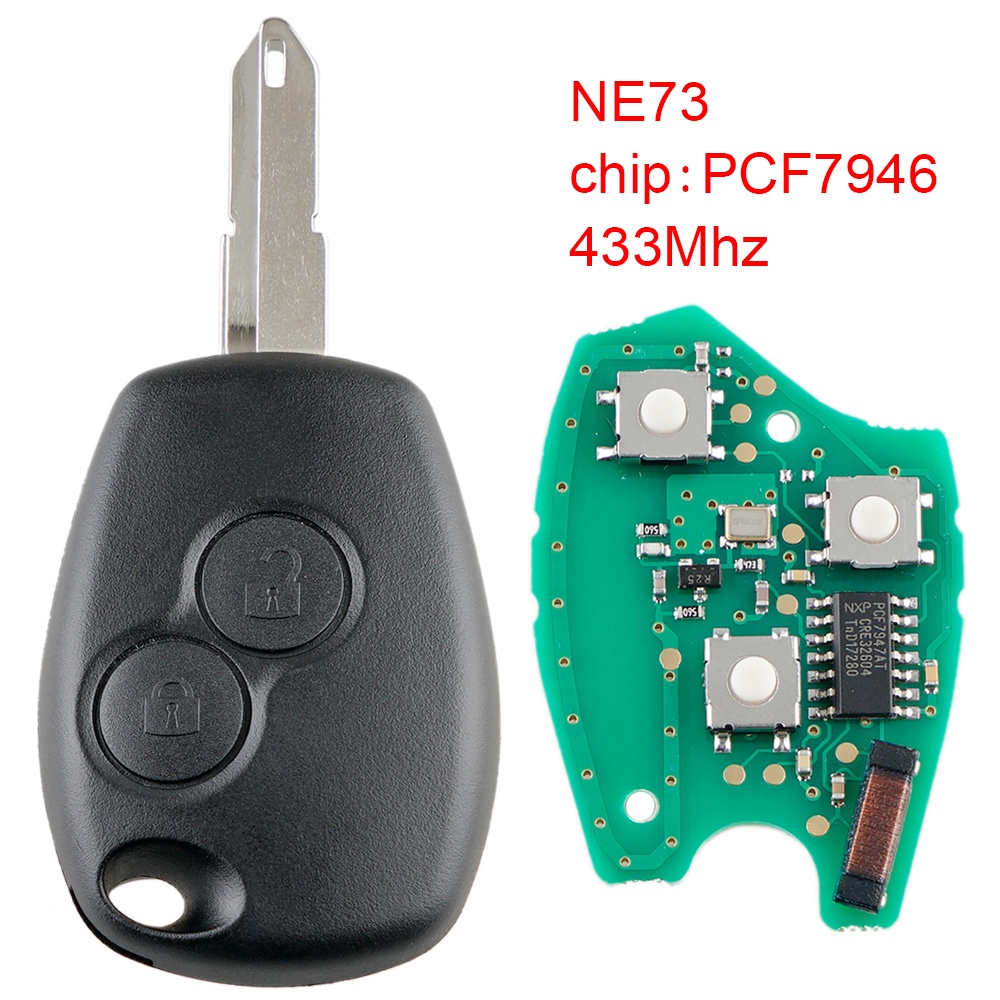 Chave Remota De Carro Com Entrada Sem , 433Mhz , 2 Botões , Chip PCF7946 E Lâmina NE73 , Adequada Para Twingo/Rena Renau