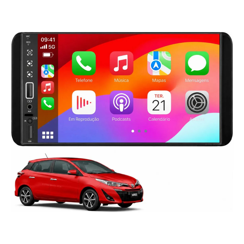 Central Multimídia Toyota Yaris 2018 À 2021 Dig Pro Max Android Auto Apple CarPlay Sem Fio