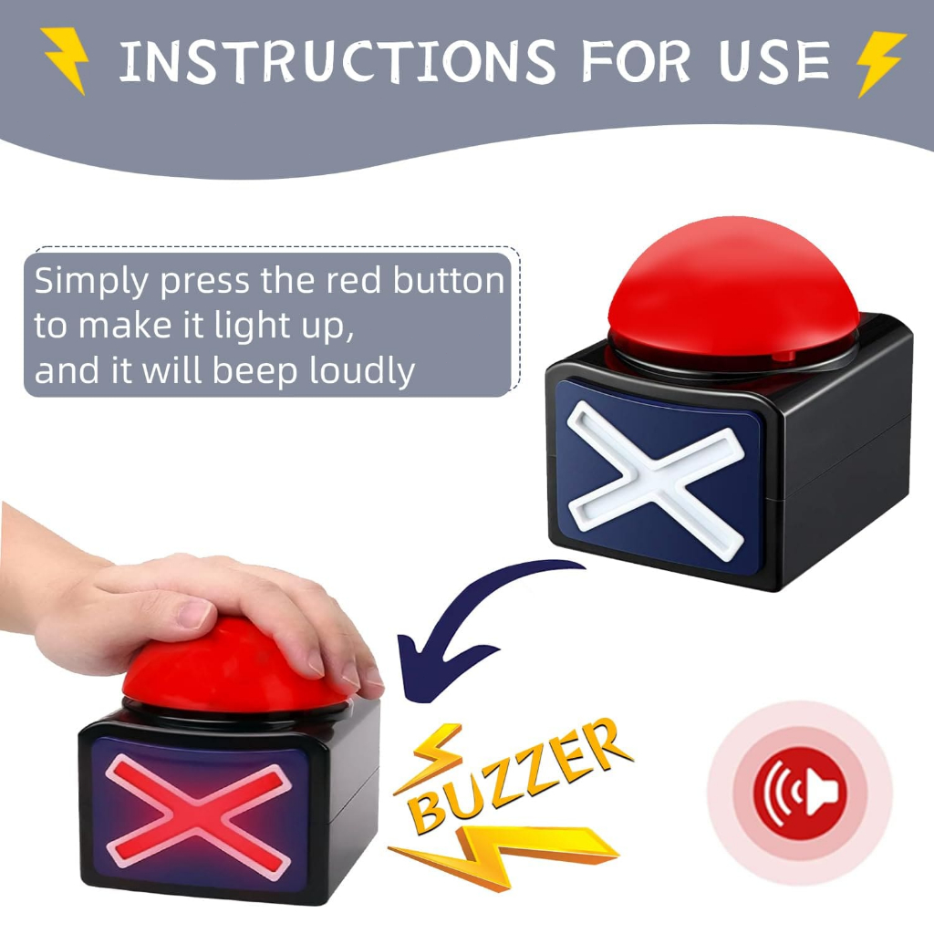 1PCS Jogo Resposta Ao Buzzer , Game Botão De Alarme Sonoro Com Trivia Light Quiz Obtém Talent Toys