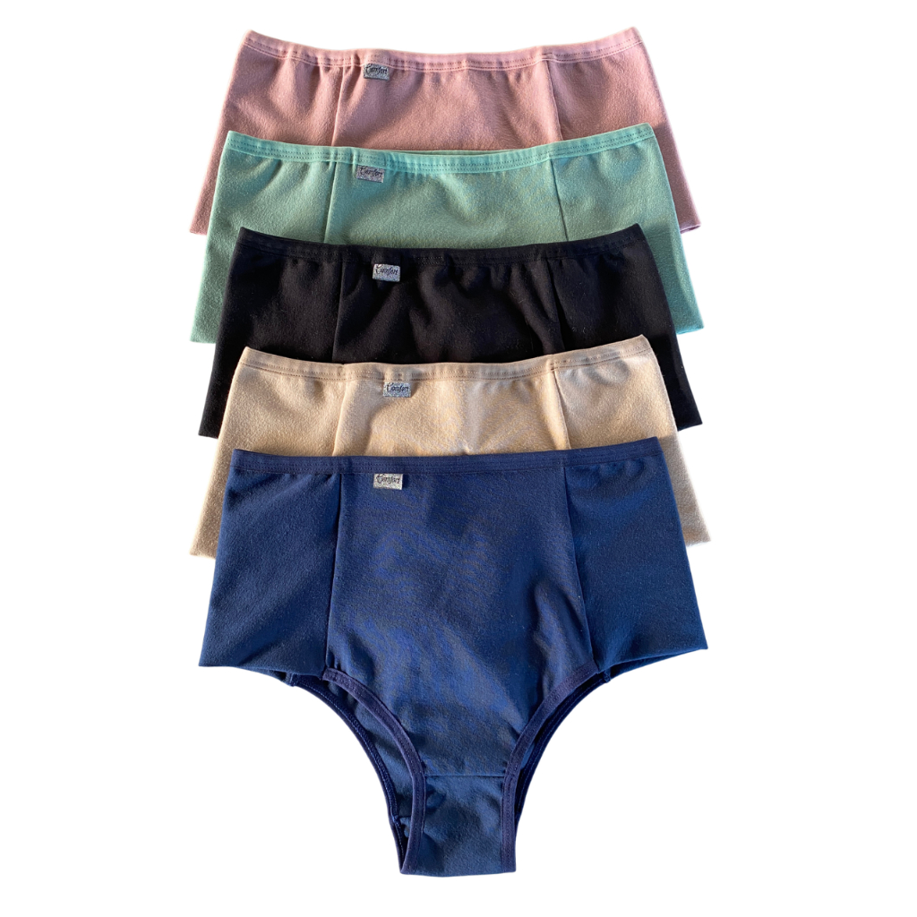 Kit Calcinhas Algodão Premium Cintura Alta Segura Barriga | Modeladora e Pala Dupla